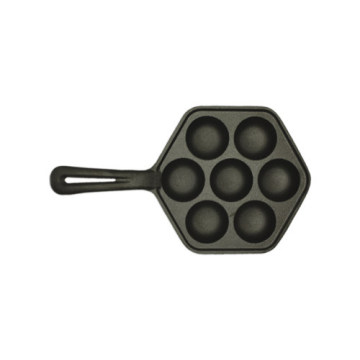 7-Holes Baking Tray Cast Iron Takoyaki Pan with Long Handle